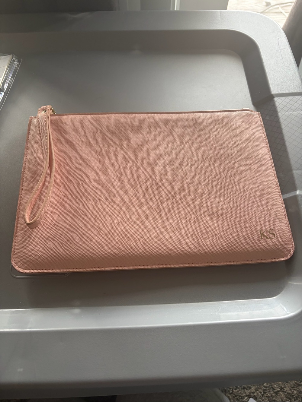 Personalized Pink Wristlet Clutch with KS Monogram‎